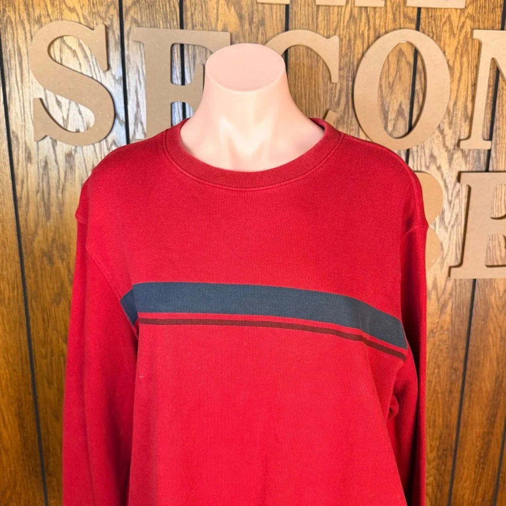 Faded Glory Thermal Shirt Mens XL Red Long Sleeve Stripe Waffle Knit Cotton Y2K - Picture 2 of 5